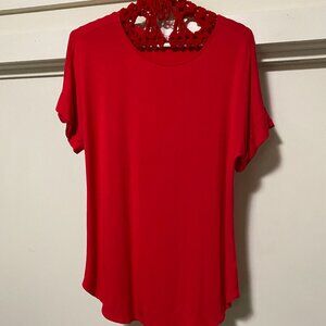 Zenana short cuff sleeve, soft, red, 95% rayon top, size S
